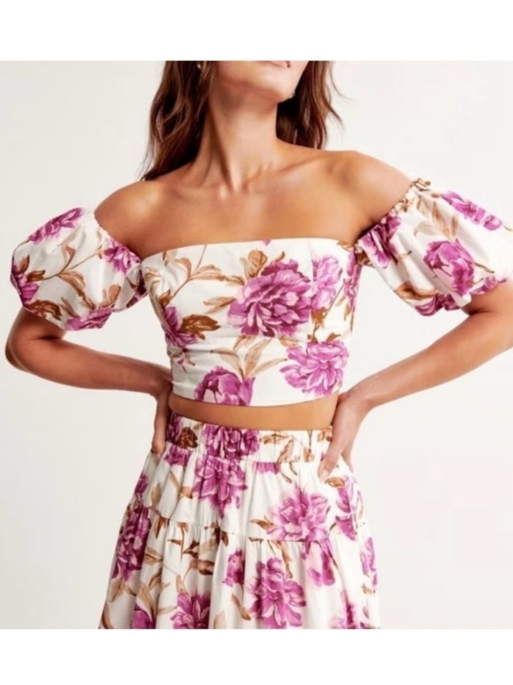 Abercrombie matching set - purple and white floral skirt and top.